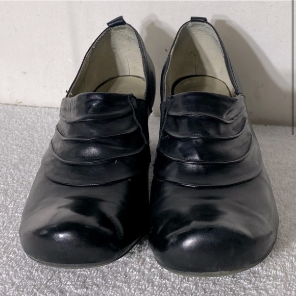 Gerry Weber Black Leather Slip on Ankle Booties W Low Chunky Heel 41 - Picture 2 of 13